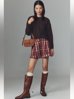 Anthropologie The Avery High Waisted Pleated Trouser Shorts by Maeve | 0 | NWT